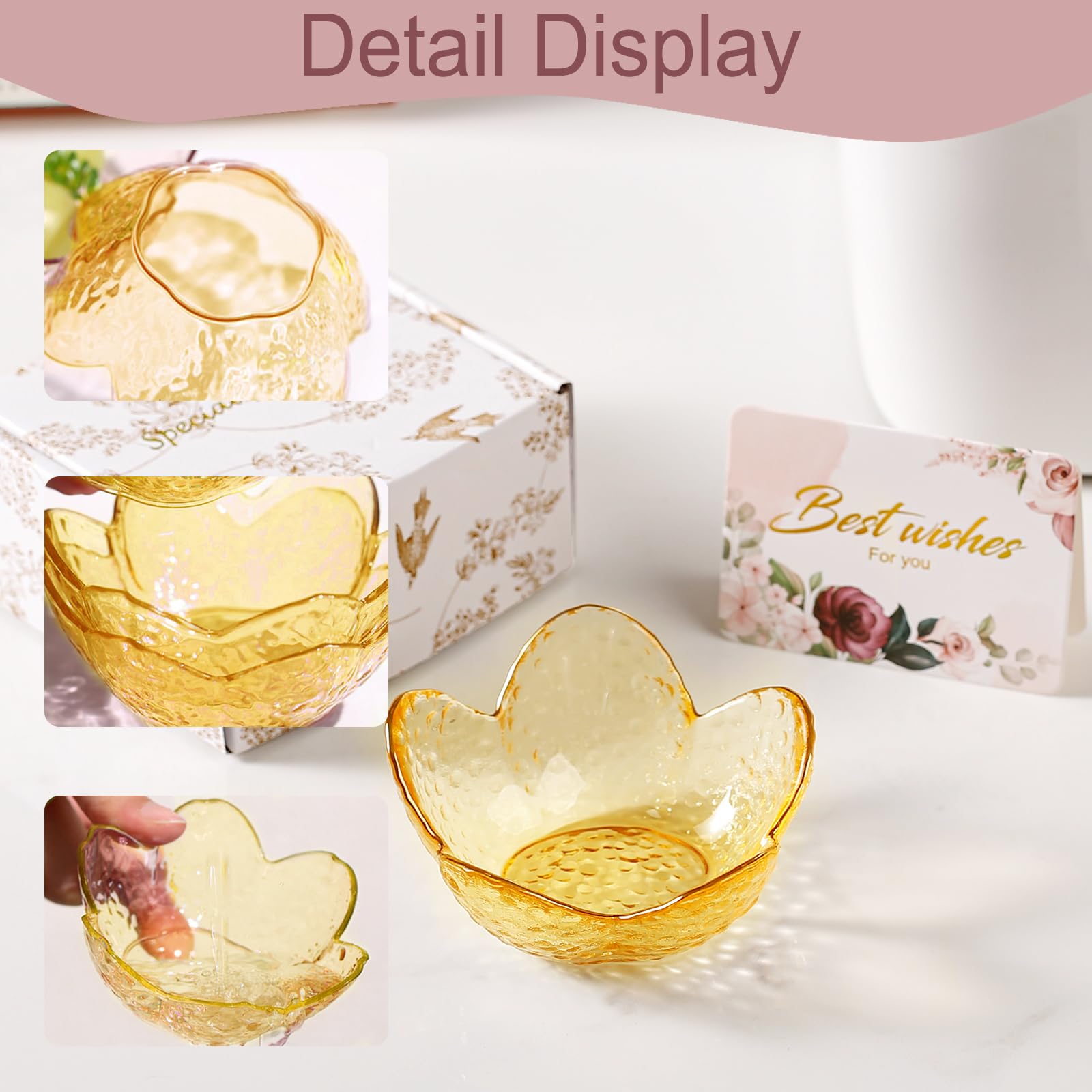 Yellow Flower Ring Dish Jewelry Dish Glass Jewelry Tray Small Trinket Tray Ring Holder Dish Cute Room Decor Aesthetic Bathroom Decor House Warming Engagement Birthday Gifts for Women Stocking Stuffers