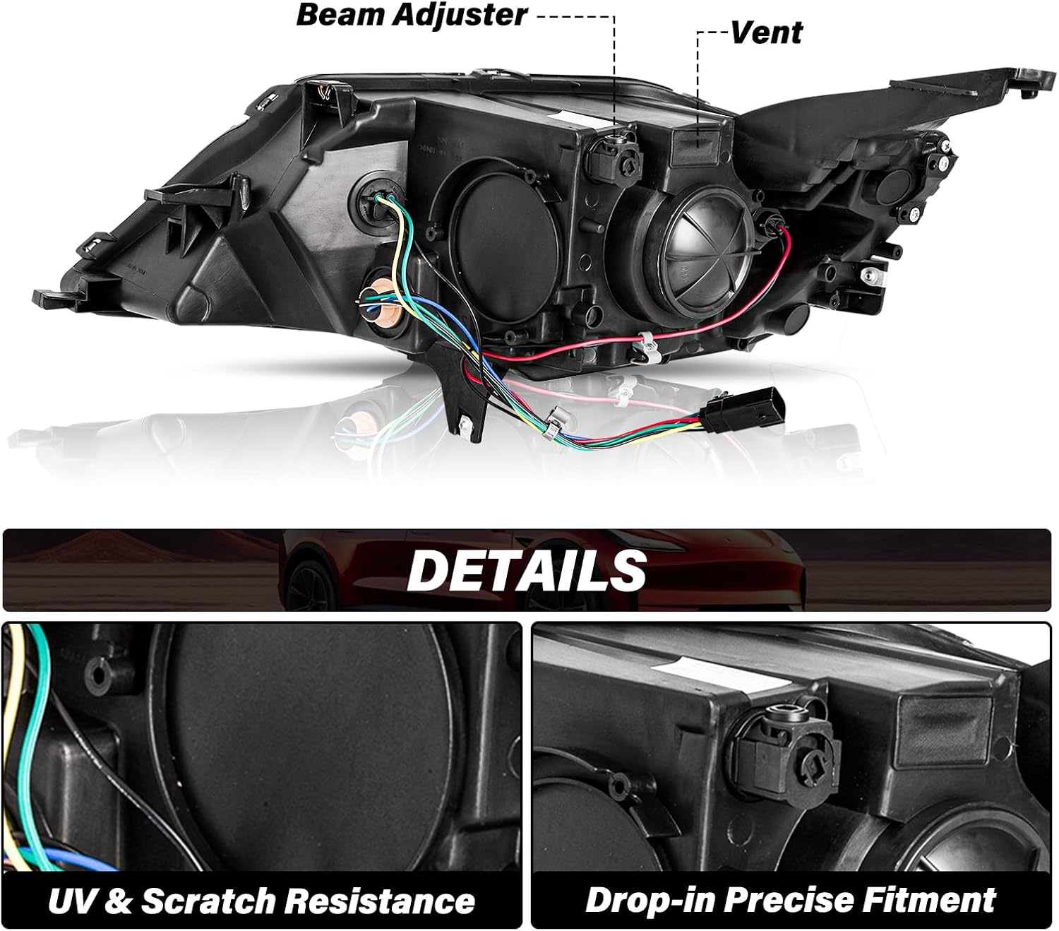 Bingbingmotor BRYGHT for 2014-2020 Chevy Impala Halogen Headlight Assembly Projector Factory OE Style Replacement Black Housing LH+RH