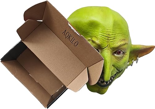 Miniatura 7 de AQKILO Máscara de duende aterradora de látex para Halloween, máscara realista de cabeza completa, disfraz para Halloween, carnaval, fiesta de