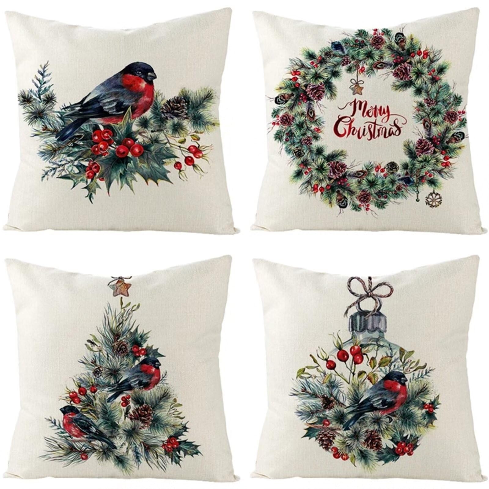 Juego de 4 Impermeable Funda de Cojín Pájaro herido,65x65cm Moderno Suave Transpirables Lino Fundas de Almohada Cojines Decorativos con Cremallera Oculta para Exterior Sofá Cama Coche Hogar