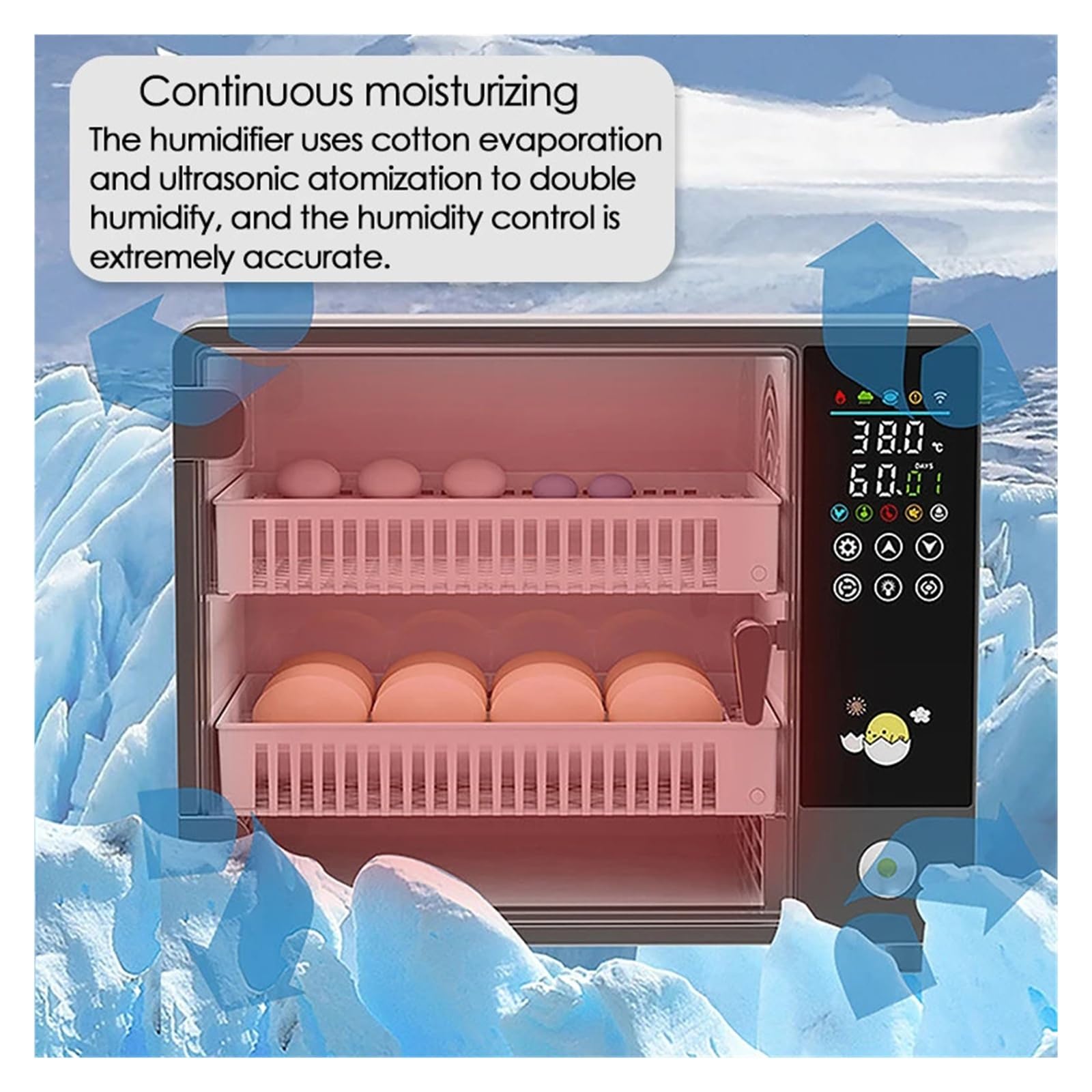Incubadora giratoria automática de 24 huevos, Control de temperatura táctil, máquina for incubar pollo, pato, codorniz y aves