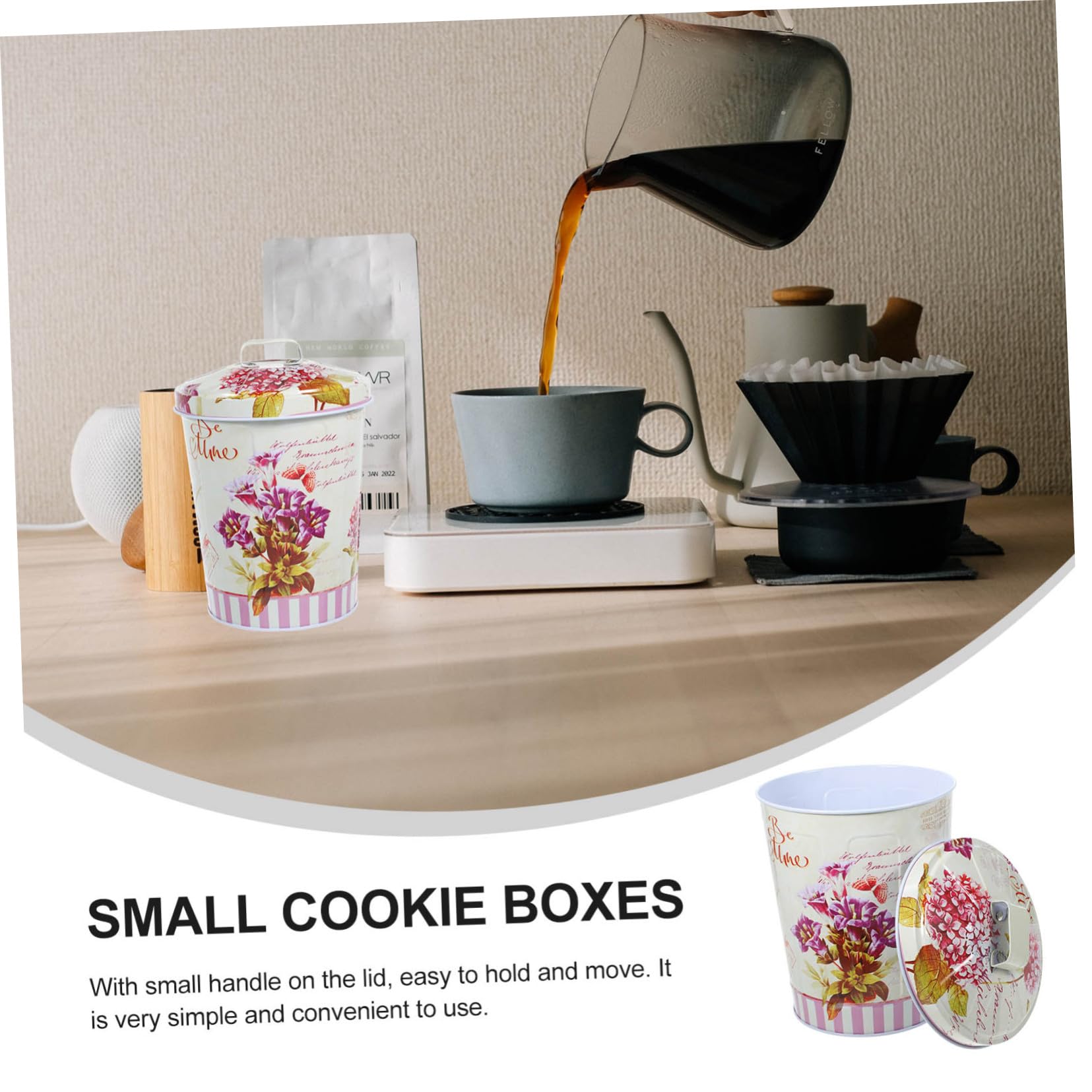 Amazon｜FRCOLOR 花柄デザインの大容量お菓子缶 スナック クッキー収納