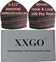Vista 6 de XXGO 100 piezas de 80 granos de 3-1/2 pulgadas 3.543 in triangular gancho y bucle multiherramienta papel de lija para lijado de madera, ajuste