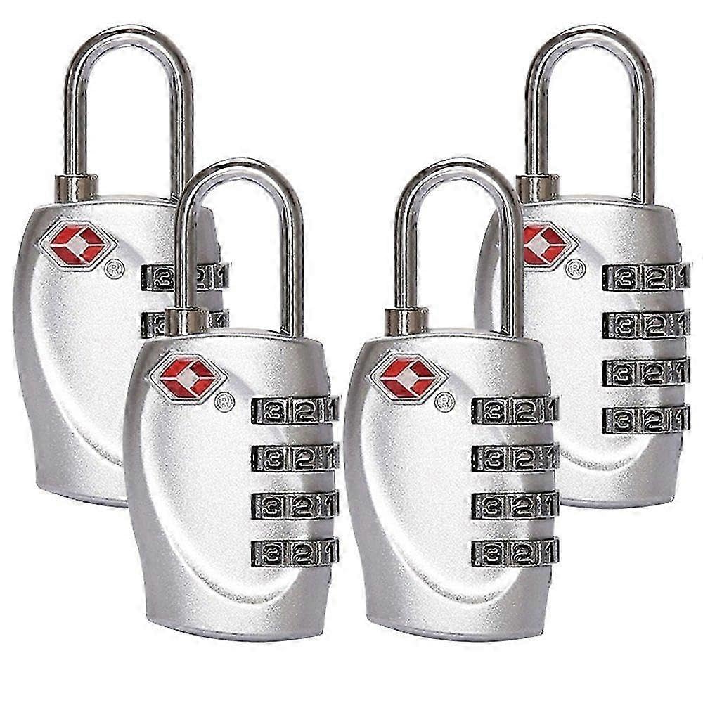 4 Dial Digit TSA Approved Travel Luggage Locks Combination for Suitcases (silver4pack)