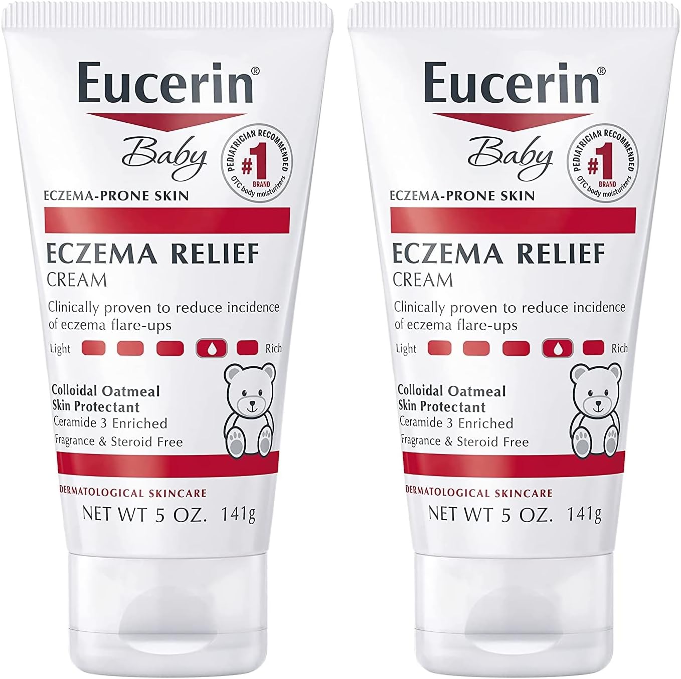 Eucerin Baby Eczema Relief Body Cream - Steroid & Fragrance Free for 3+ Months of Age - 5 oz. Tube (Pack of 2)