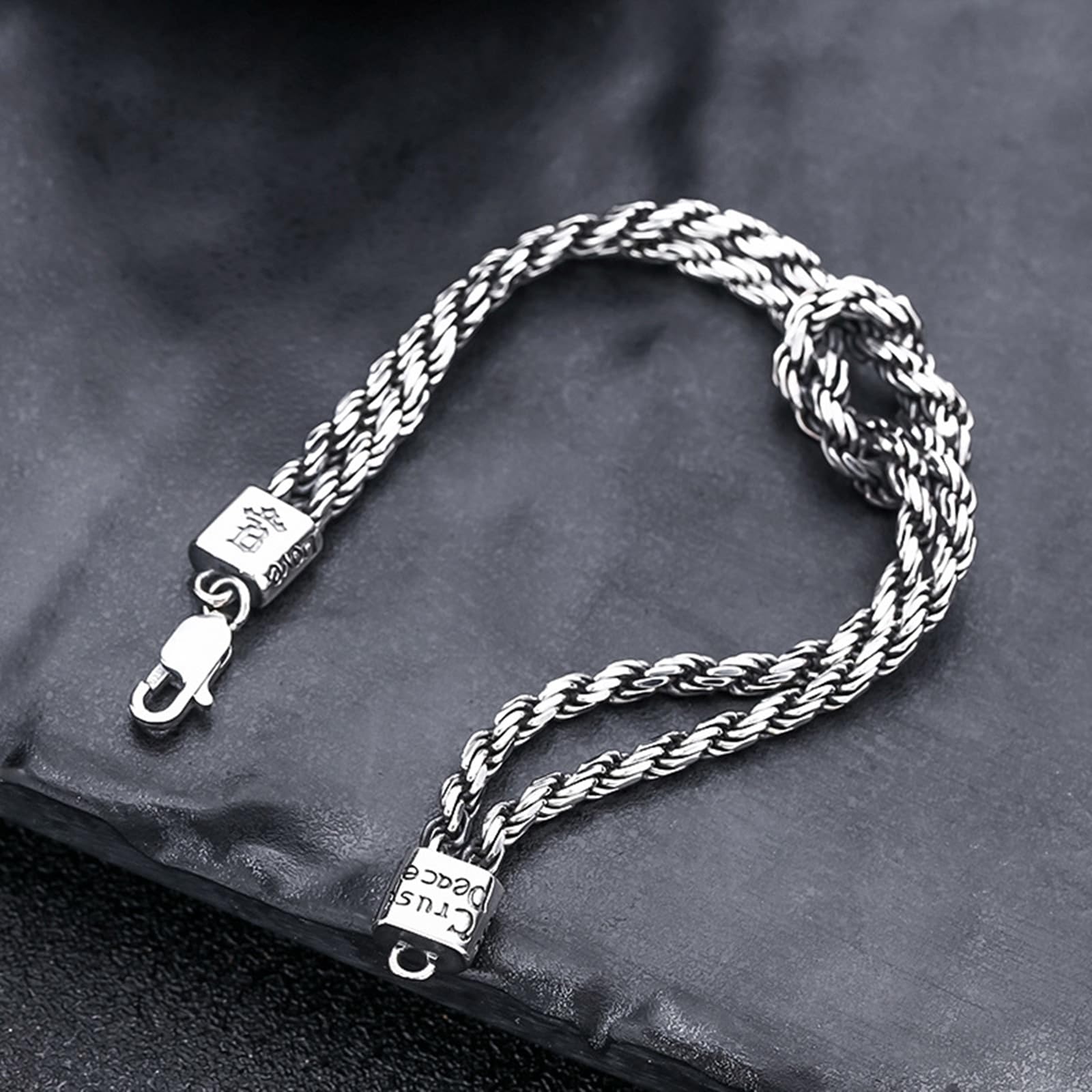 Herren Armbänder Echter 925er Silber Vintage Welle Knot Armreifen
