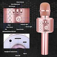 Vista 5 de BONAOK - Micrófono inalámbrico Bluetooth para karaoke, 3 en 1; máquina altavoz con micrófono portátil de mano para todos los teléfonos inteligentes