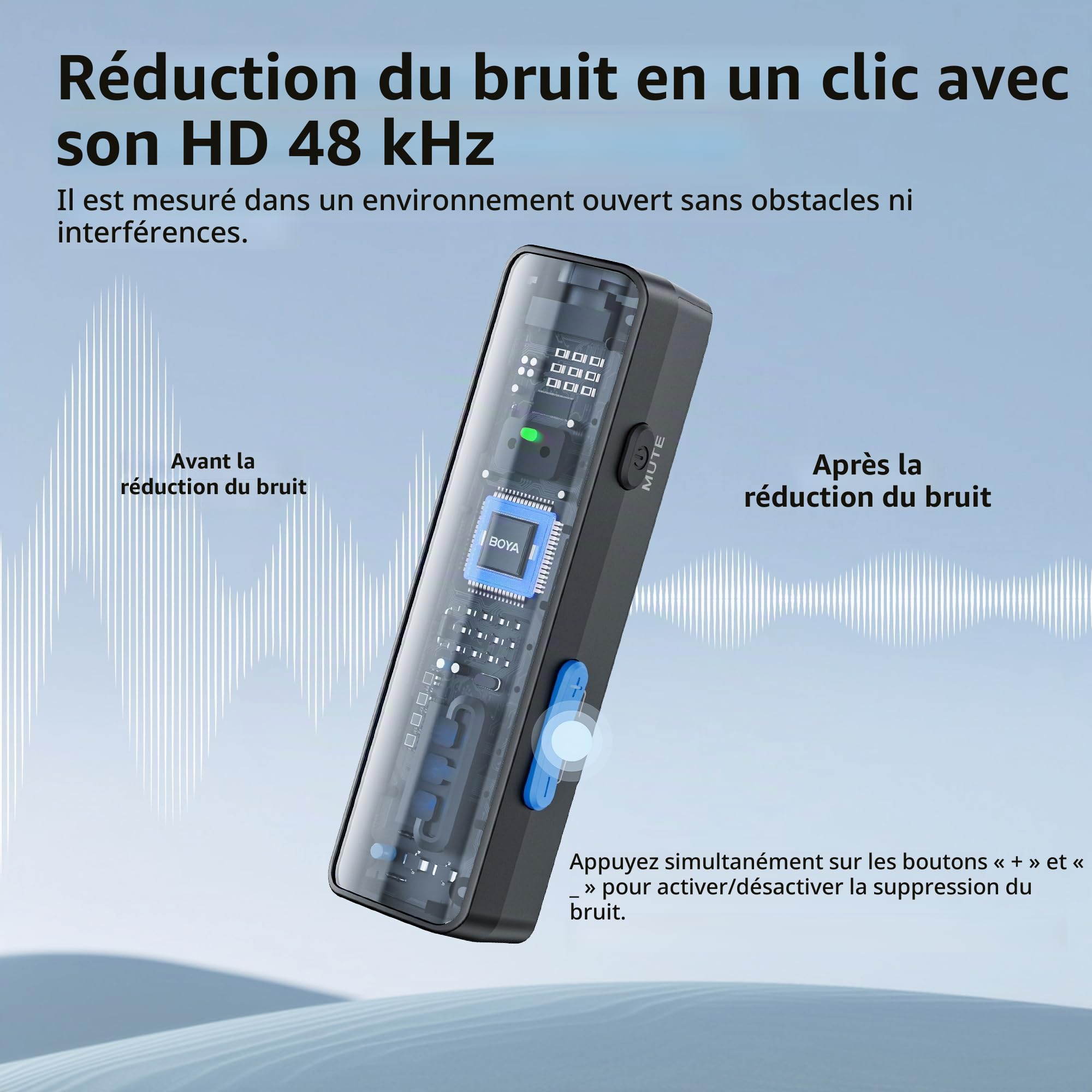BOYA BOYALINK Microphone Cravate sans Fil pour vlogging, système de Microphone à Revers Double Canal pour Smartphones, Appareil Photo Reflex numérique, tablettes, pour vidéo Youtube, Livestream