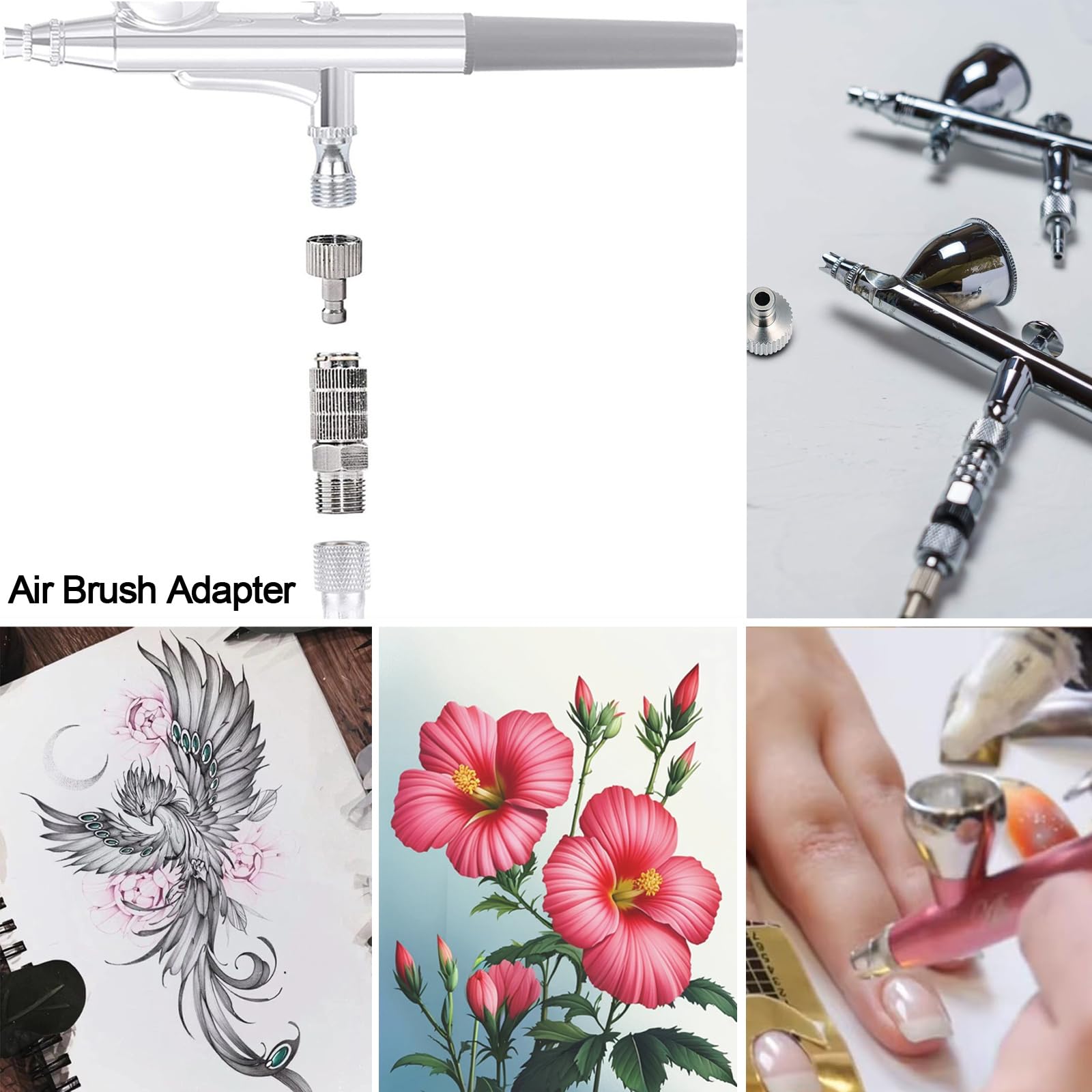 Adapter aerografu, 7 szt. szybkozłączki Airbrush, gniazdo 1/8 cala i adapter wtyczki, regulator regulacyjny, zawór, akcesoria aerograf, szybkozłączka, zestaw adapterów rozdzielających