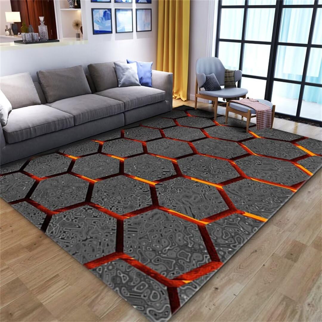 Tapis anti-tache et antiglisse gris 170x240 cm pour salon et salle à manger