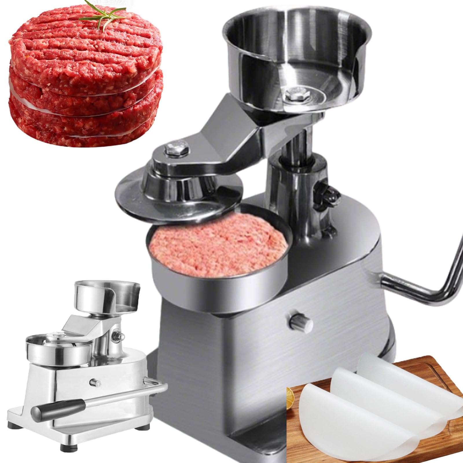Manuelle Burgerpresse Patty Maker mit 10 Antihaft-Backpapier, 10,2 cm, abnehmbar, leicht zu reinigen, perfekt für gefüllte Burger