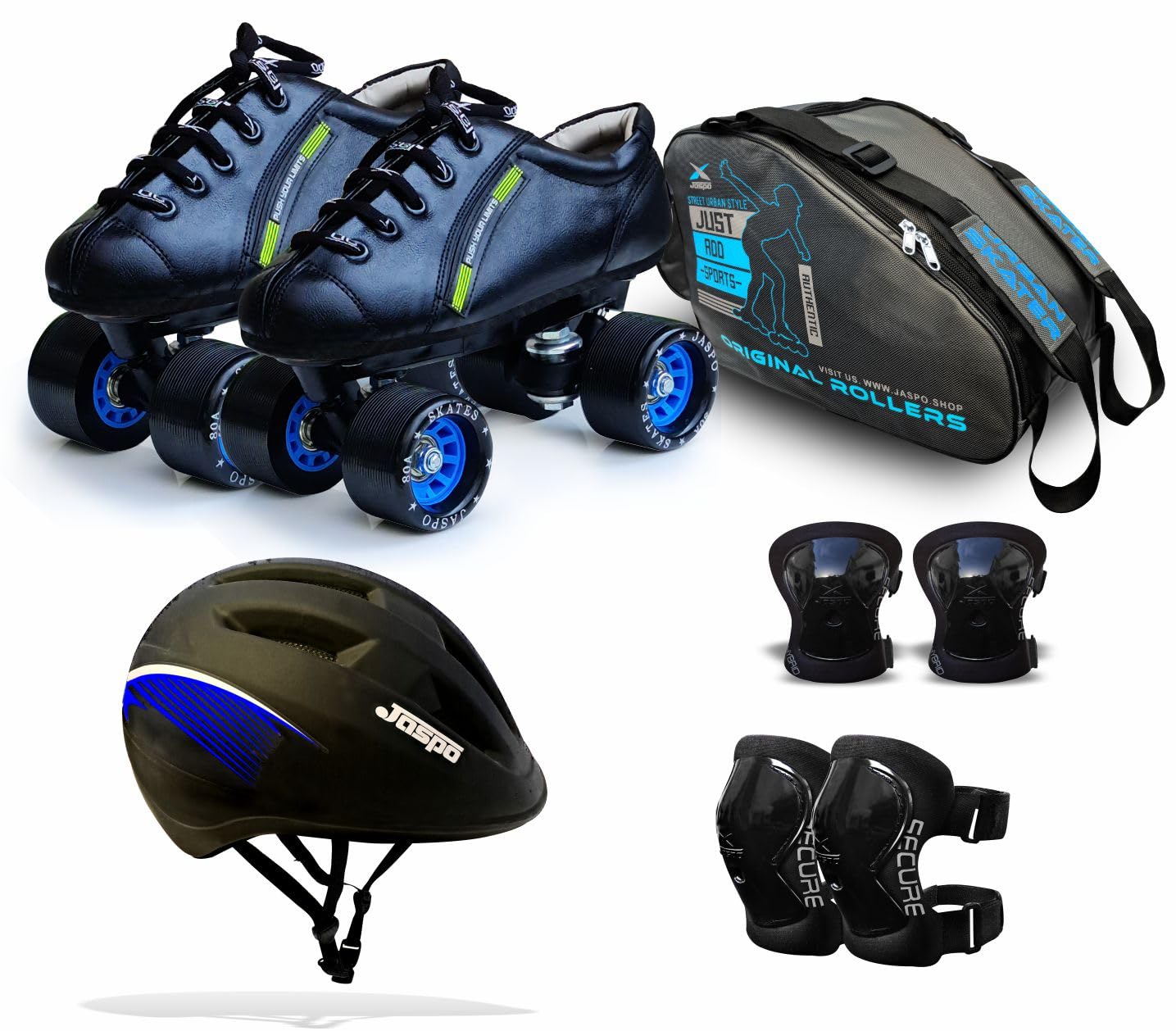 jaspoJaspo Hail Stone Intact Shoe Skate combo (shoe skates+ helmet+knee+elbow+bag) (SIZE-10 UK (Age 16 yrs & above))