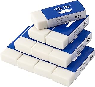 Mr. Pen- Pencil Erasers, Latex-Free Vinyl Erasers, White, Large, Pack of 10