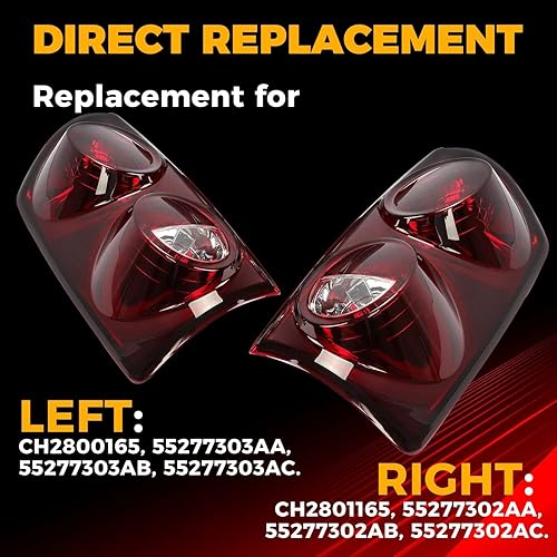Miniatura 5 de ECOTRIC Luz trasera compatible con Dodge Ram 1500 2500 3500 2007-2009 Pickup Truck Par de luces traseras de repuesto para CH2800165, CH2801165 rojo