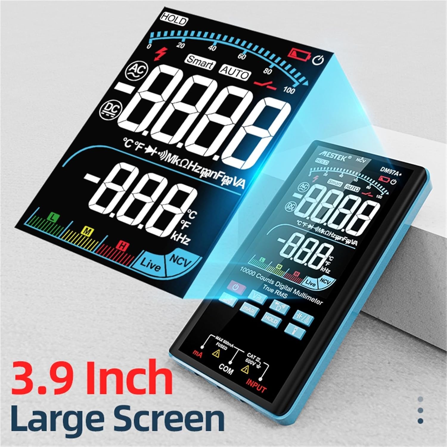 Digital Multi Meter Temperature Measure 9999 Counts AC DC Current Voltage Resistance Capacitance NCV Ture RMS Multimeter