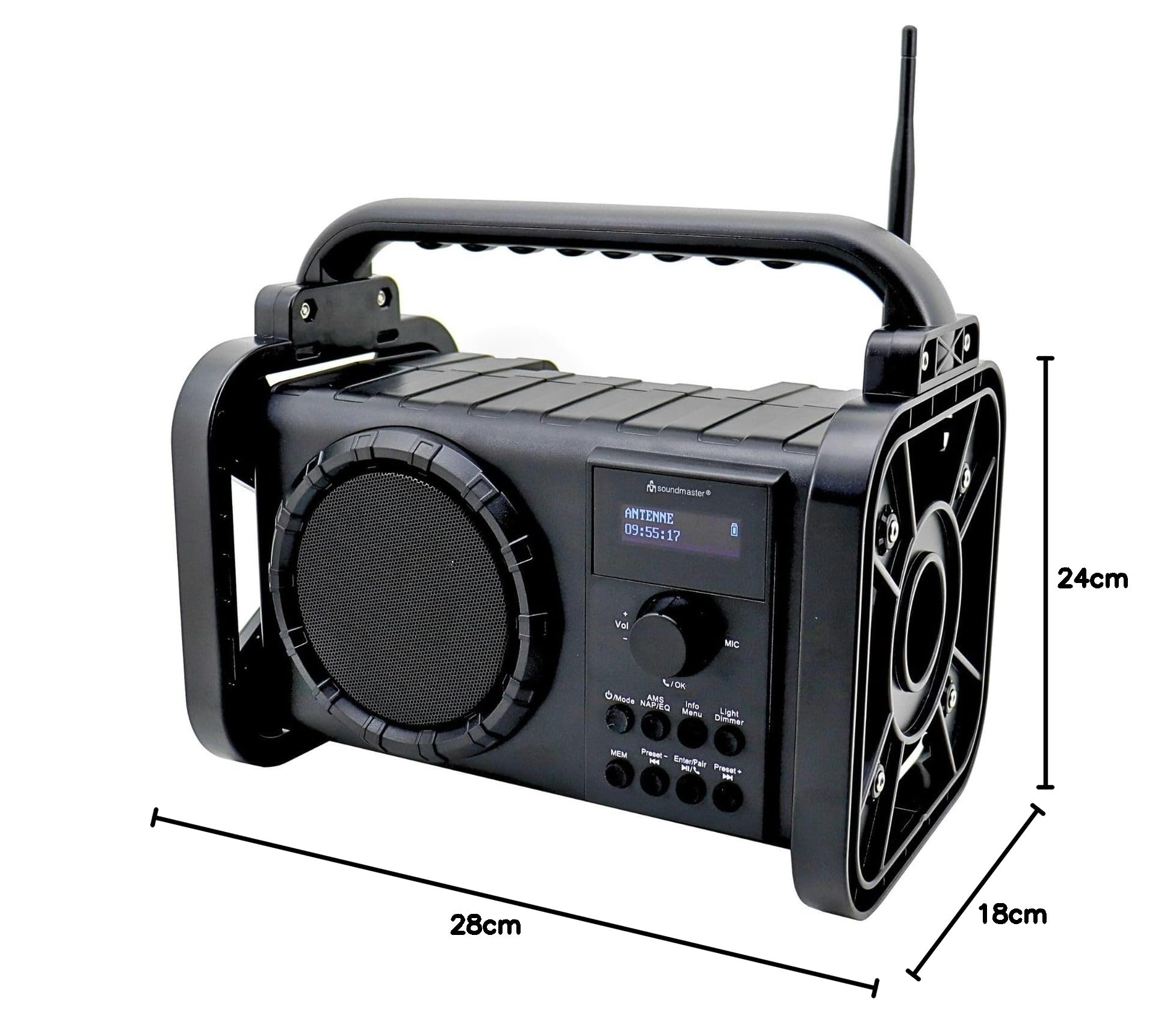 soundmaster Soundmaster DAB80SW Radio de Chantier avec Dab+ FM Bluetooth et Batterie Li-ION IP44 résistante à la poussière et aux éclaboussures