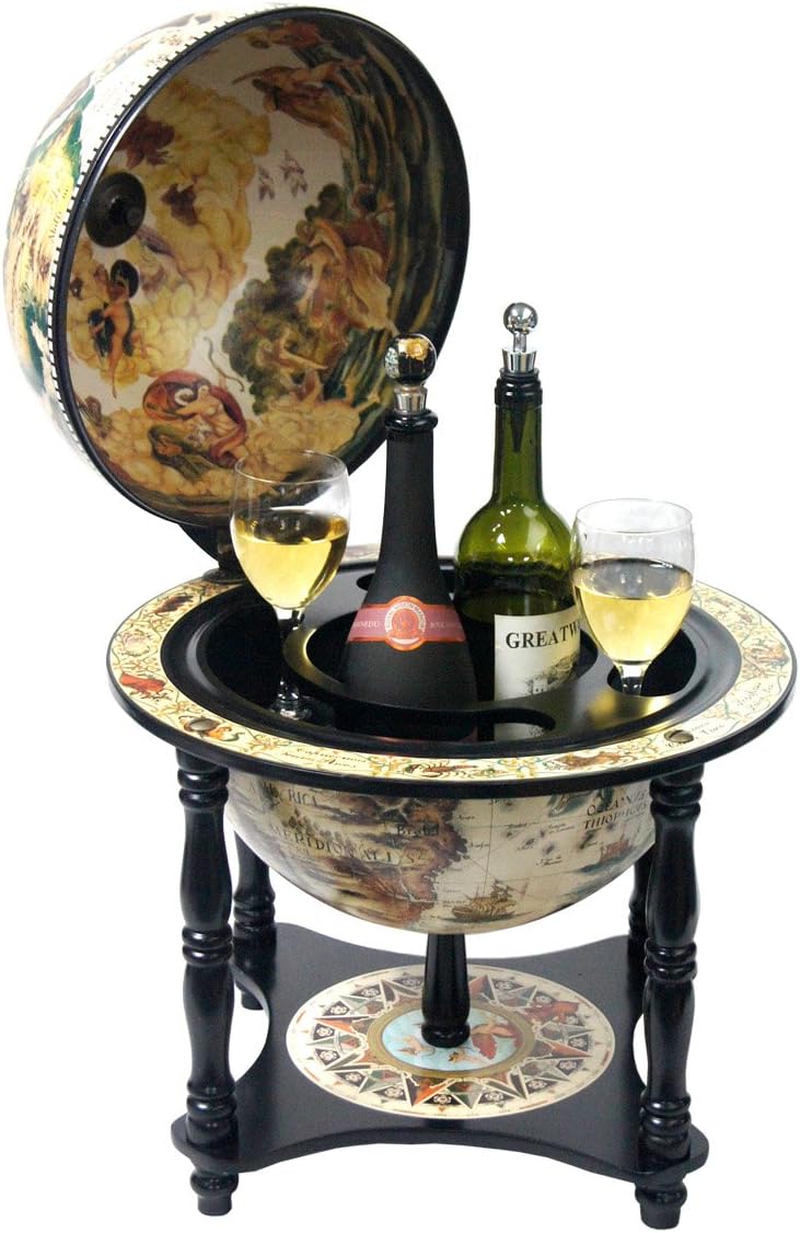 Turin Italian Style Tabletop Bar Globe with 4 Legs, 13-Inch Diameter, White