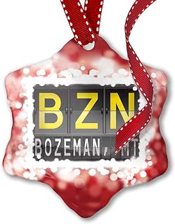 NEONBLOND Christmas Ornament BZN Airport Code for Bozeman, MT, red