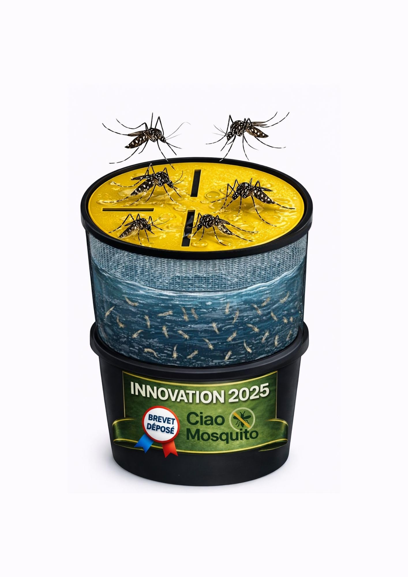 Piège Moustique Tigre & Larves – Anti Moustique Extérieur Écologique Sans Insecticide Ni Électricité – Eau Stagnante Jardin Terrasse Balcon – Ciao Mosquito® Brevet Déposé Invention Française – Lot de1