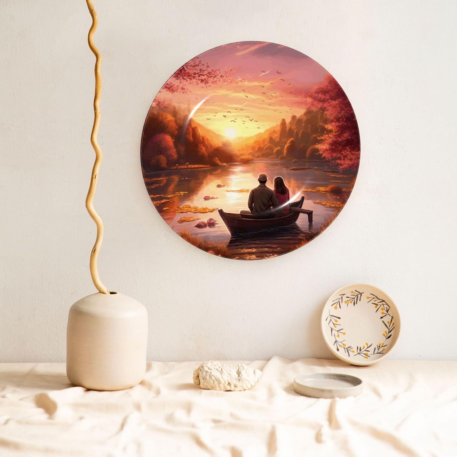 Decorative Plate Art Crafts Bone China Decorative Plate with Display Rack Souvenir Wall Decor Ceramic Ornaments Dinner Plates Ceramic Decoratives Plates for Home Office 10in