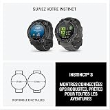 Garmin Instinct 3, AMOLED - Montre GPS connectée et robuste avec un écran AMOLED - Noire avec bracelet noir - Boîtier 45 mm - 8