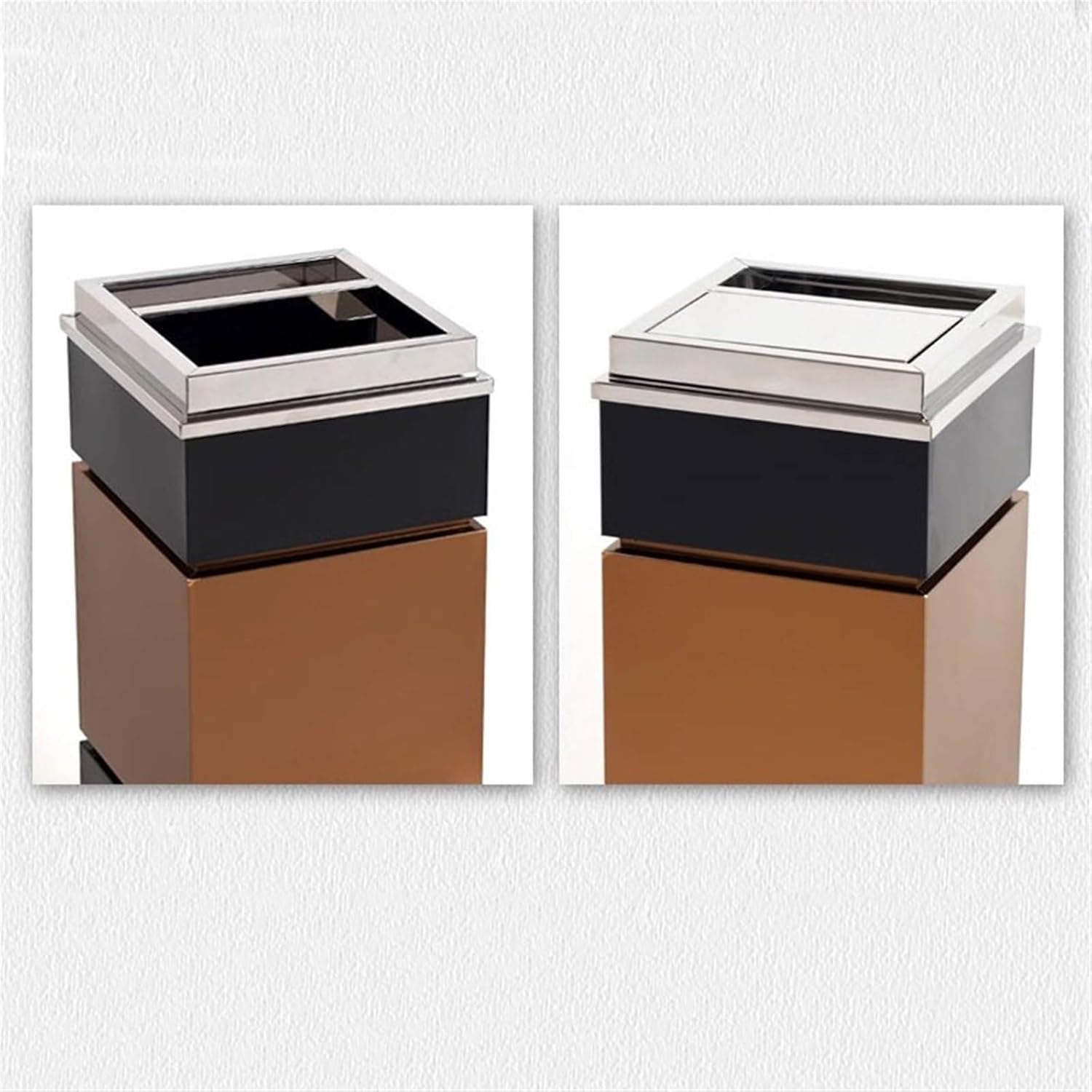 Stainless Steel Outdoor Trash Can with Ashtray, Vertical Design for Hotel Lobby, Patio, Mall