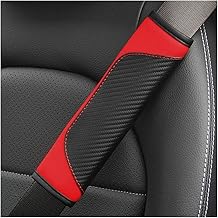 AUCELI 2PCS Car Seat Belt Cover, Carbon Fiber Safety Seatbelt Shoulder Strap Covers, Breathable Leather Soft Harness Pad Protect Your Neck and Shoulder Compatible with Cars