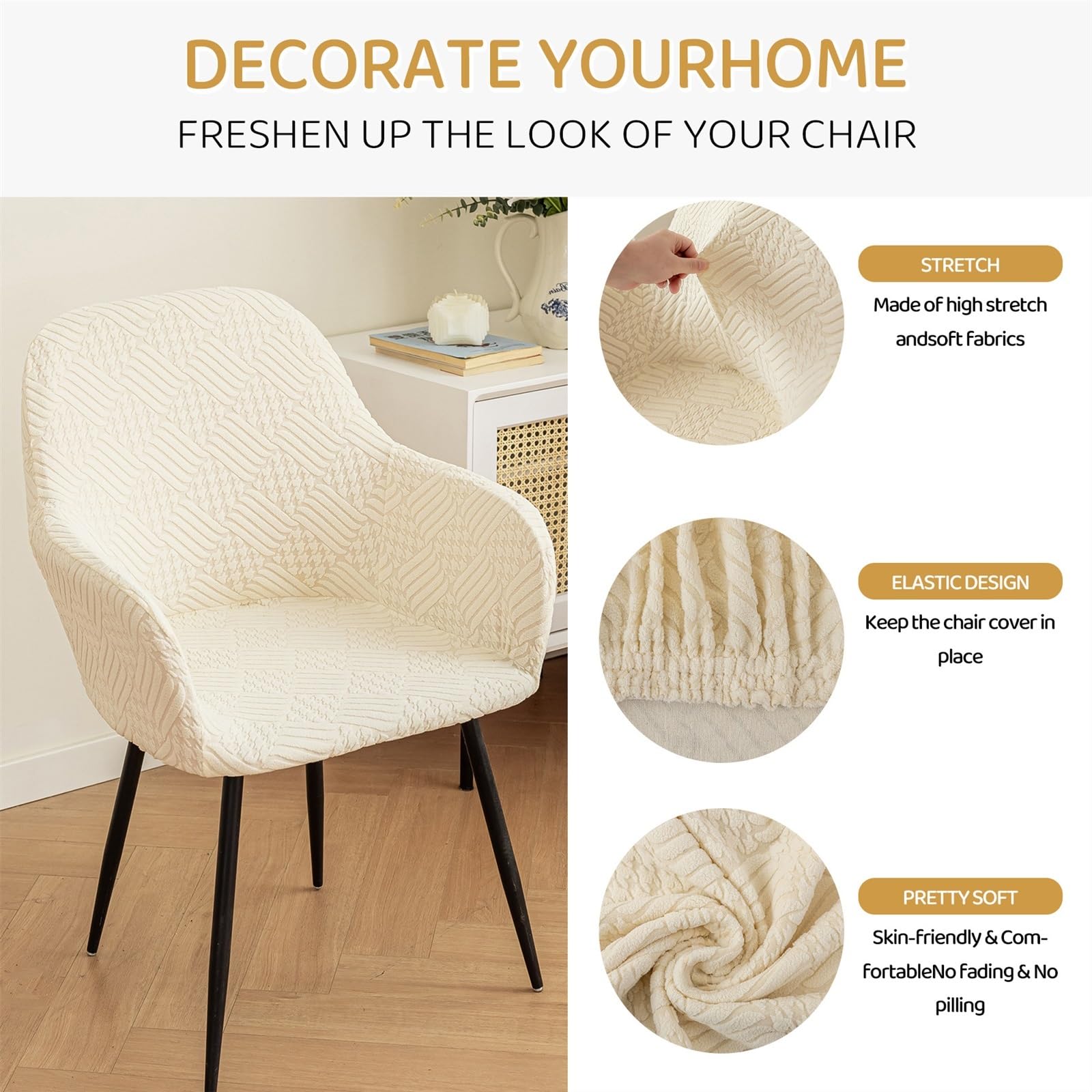Set di 1/2/4 fodere elastiche per sedia da ufficio con braccioli, schienale curvo, design girevole, perfette per la casa e l'ufficio