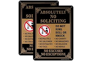 Absolutely No Soliciting Signs 2 Pack