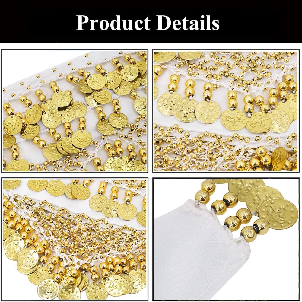 Nimiman Women Triangle Belly Dance Hip Scarves with Gold Coins Dance Costume Wrap Belt Skirts