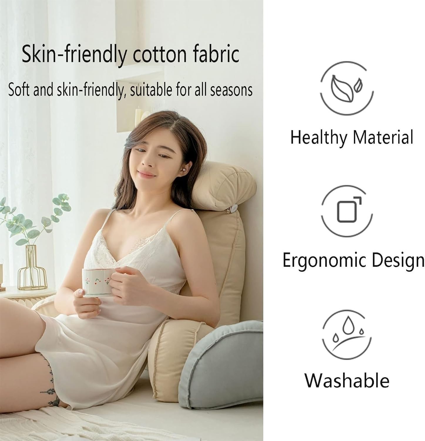 Backrest Cushion with Armrests, Reading Cushion for Bed, Back Support Cushion with Arms for Working on Laptop, Reading, Gaming, Watching TV (Color : Pink, Size : 75 * 40 * 58cm(with headrest))