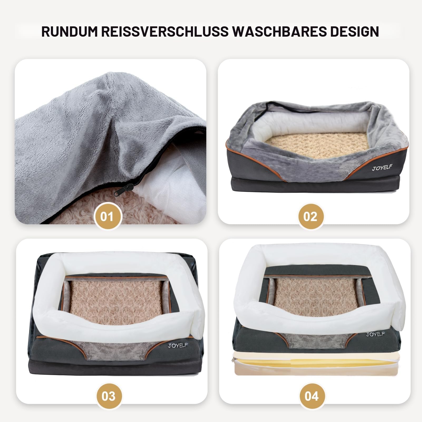 JOYELF XLarge Gedächtnisschaum Hundebett orthopädisches Hundebett & Sofa mit abnehmbarem waschbarem Bezug und Quietschspielzeug als Geschenk