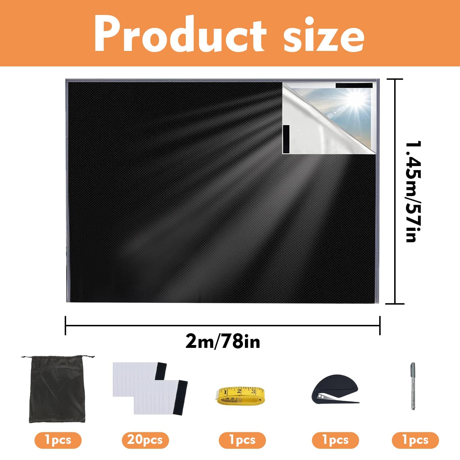 Blackout Blinds 145 x 200cm, 100% Blackout Blinds Stick on - Image 2