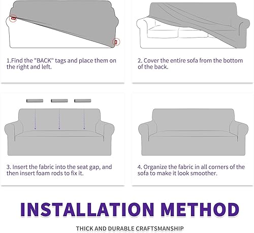 Miniatura 9 de ZNSAYOTX Funda de Sofá Súper Elástica para Sofá de Dos Plazas, Fundas de Sofá para Sala de Estar, Amigable con Perros y Mascotas, Protector de