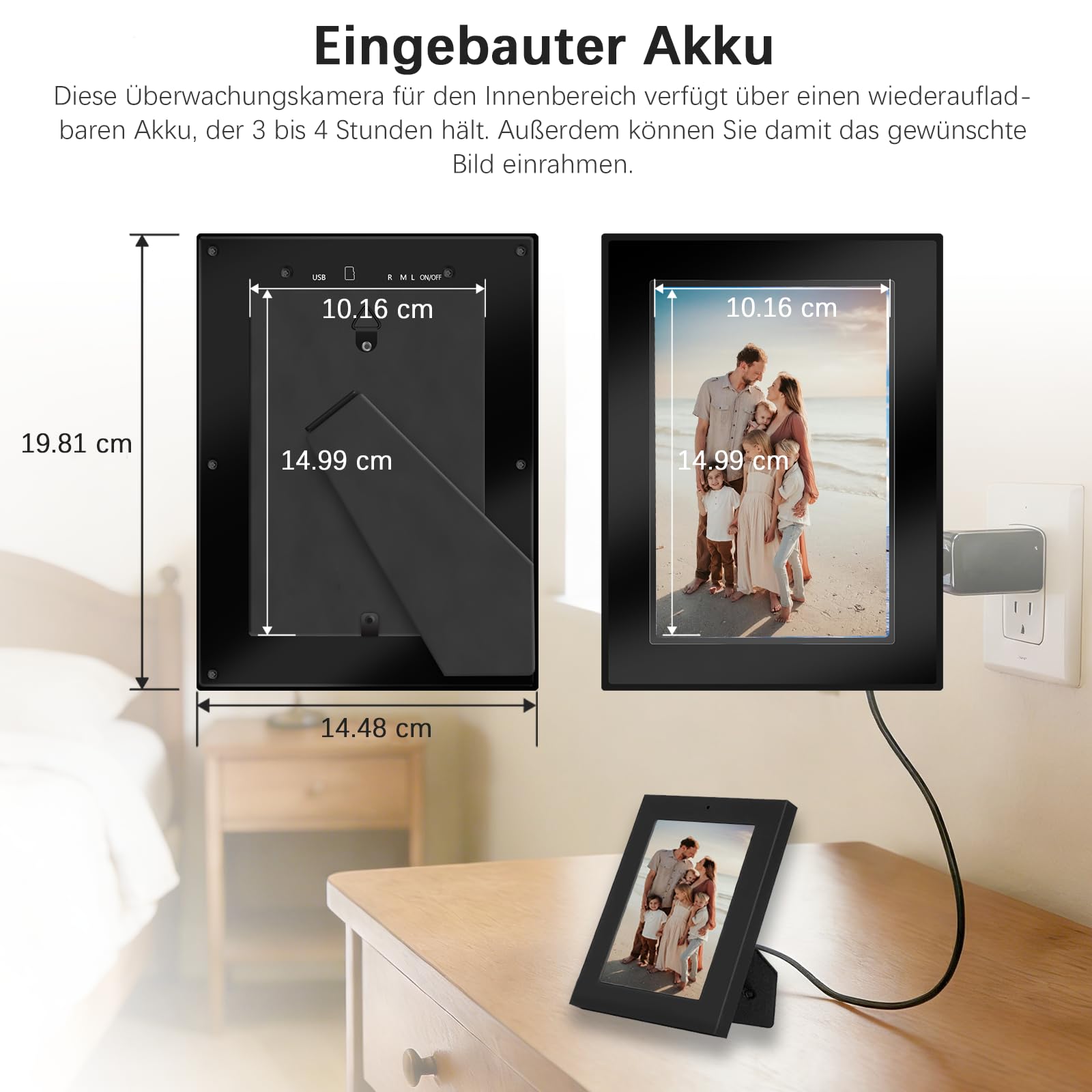 Mini Kamera Bilderrahmen, FHD1080P Überwachungskamera Innen