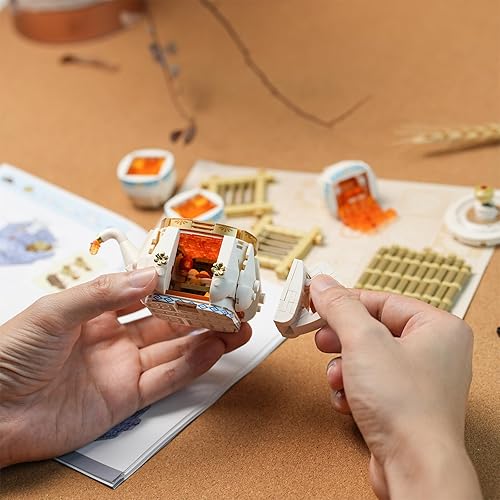 Miniatura 6 de ENJBRICK Kit de mini tetera de bloques de construcción para Adutls, lindo juego de construcción de tienda de té de ciudad para niñas de 8 a 12 años