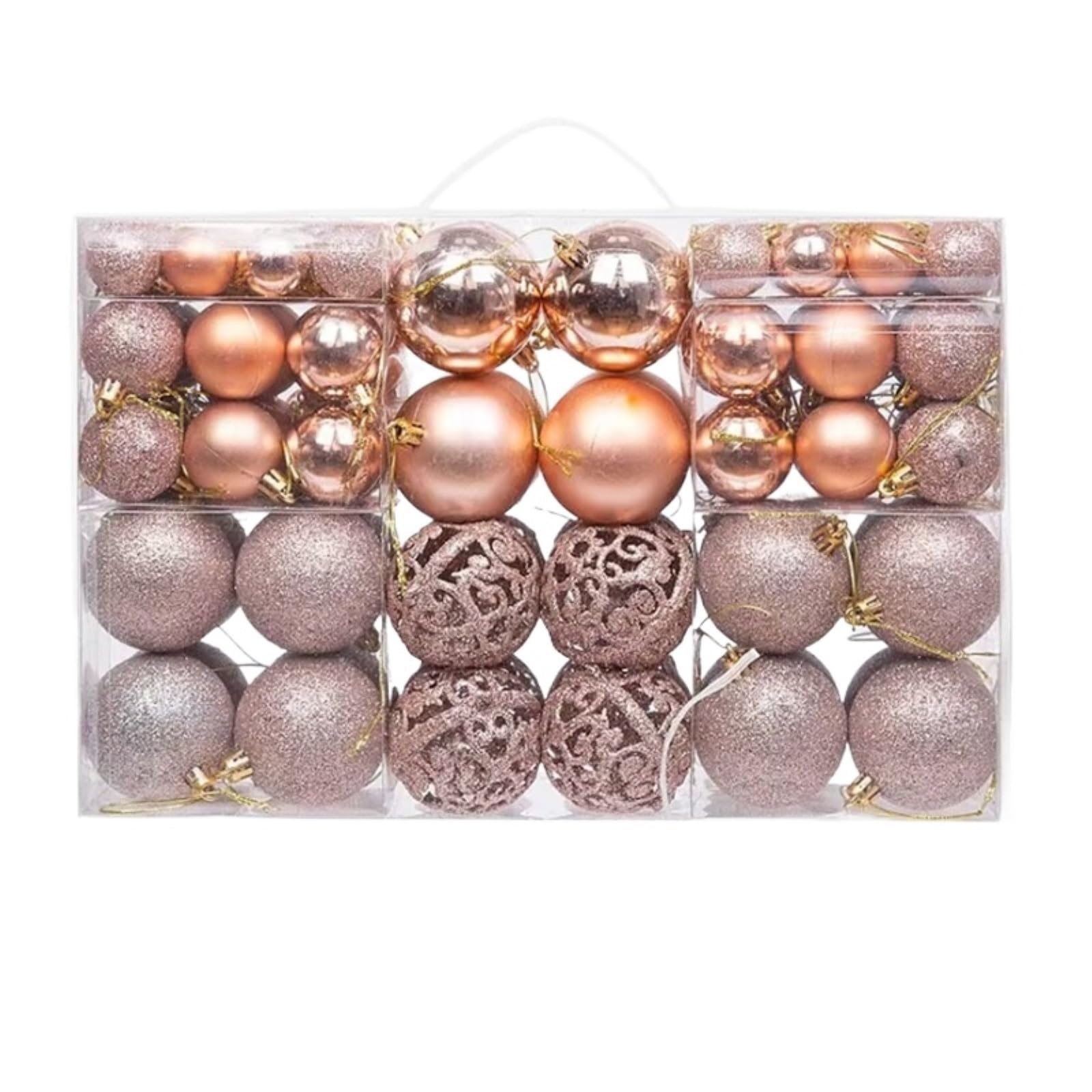 Baumschmuck Weihnachtsdekorationsset Mit 100 Teilen, Durchmesser 3-6 cm, Heimdekorationen Weihnachtskugeln(Brown)