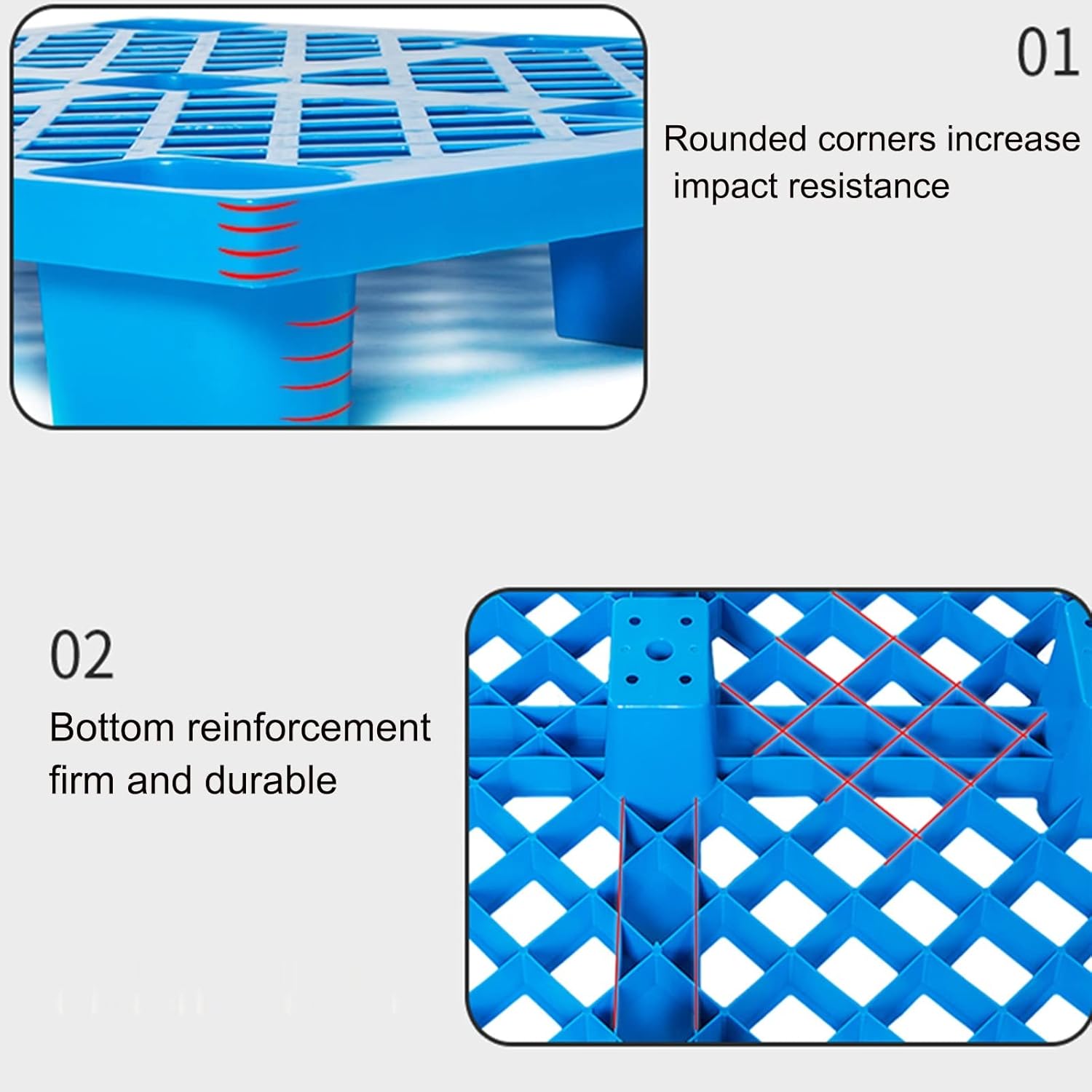 EMYJAY Warehouse Pad，Moisture Proof Cargo Pallet Cargo Pallet Made of Polyethylene for A Longer Safer and More Stable Life Than Most Pallets (Color : Blue, Size : 80x100cm)