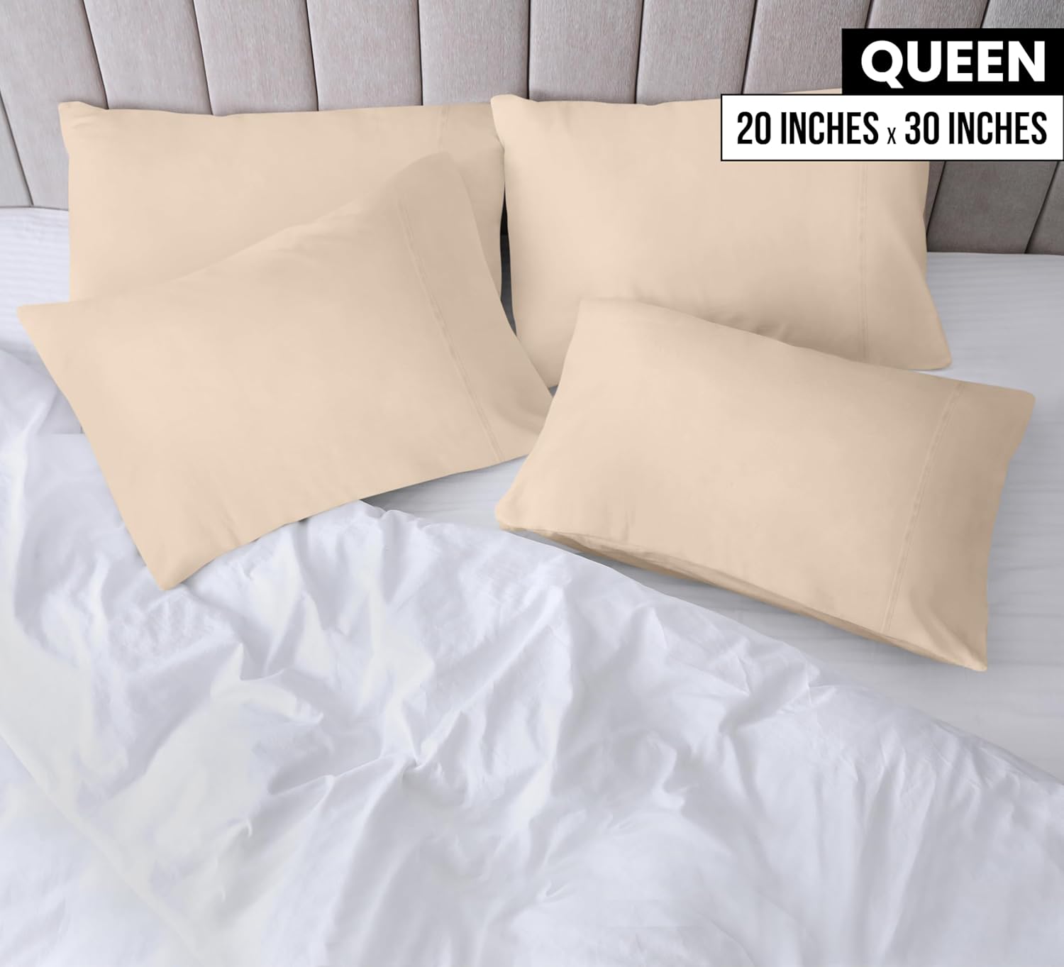 Utopia Bedding Queen Pillow Cases - 12 Pack - Envelope Closure - Soft Brushed Microfiber Fabric - Shrinkage and Fade Resistant Pillow Covers Queen Size 20 X 30 Inches (Queen, Beige) - Image 2