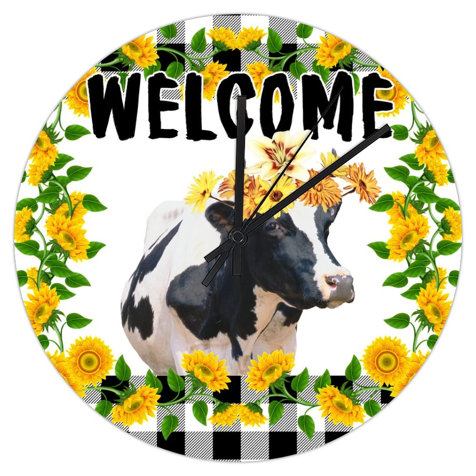 Horloge murale en PVC motif vache pour résoudre les bruits de tic-tac au bureau