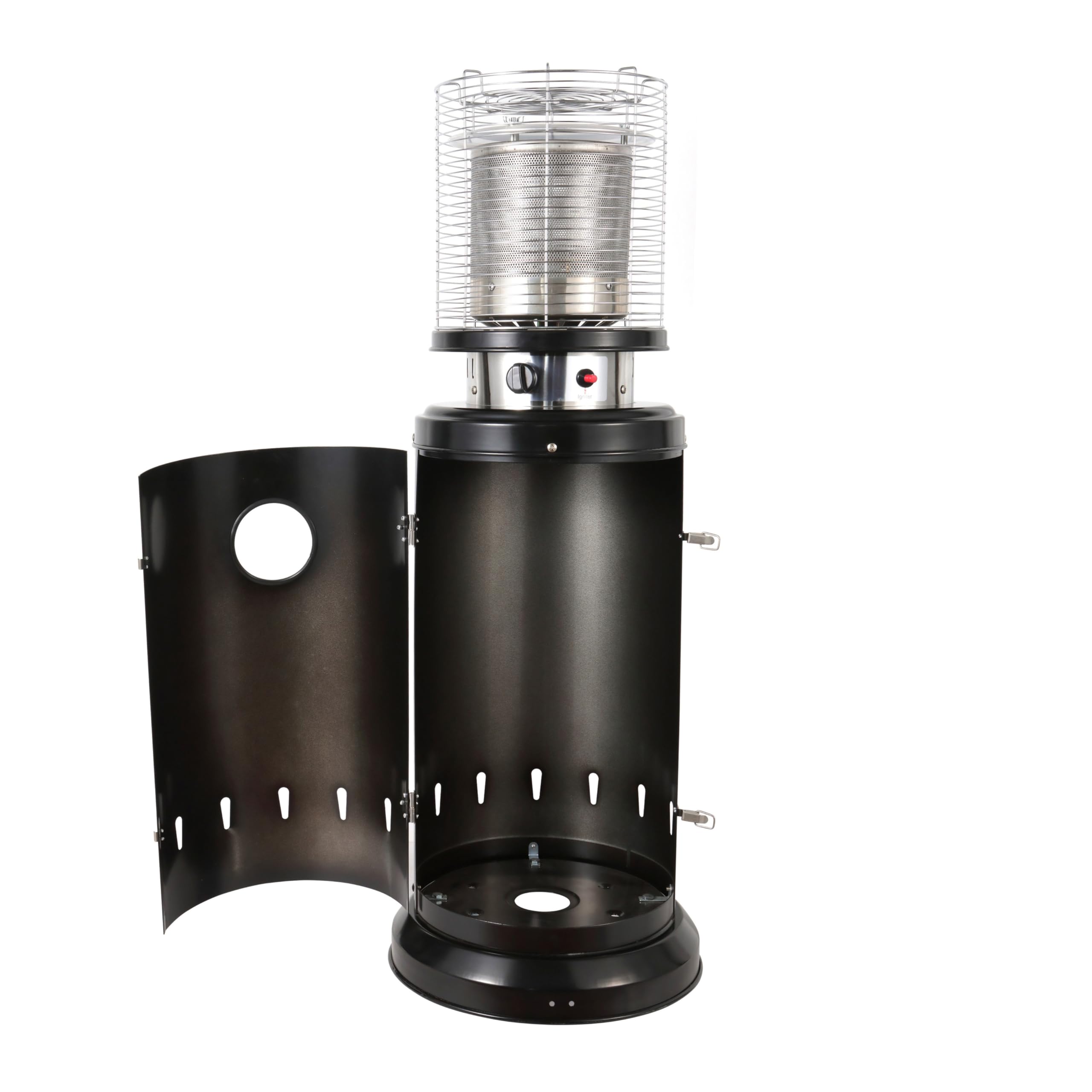 Fácula - Estufa de Gas Exterior Negra Ember | 9kW | Acero | Encendido piezoeléctrico | Ruedas | 18m²