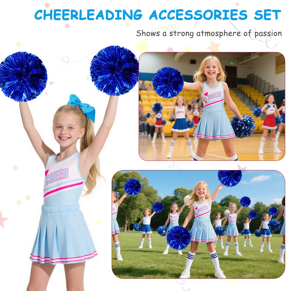DiULi Kostium cheerleaderki dla dziewczynki, kostium cheerleaderki, klasyczny strój cheerleaderki, 5-częściowy zestaw z pomponami, bluzką, spódnicą, skarpetkami i opaską na głowę, do fantazyjnego