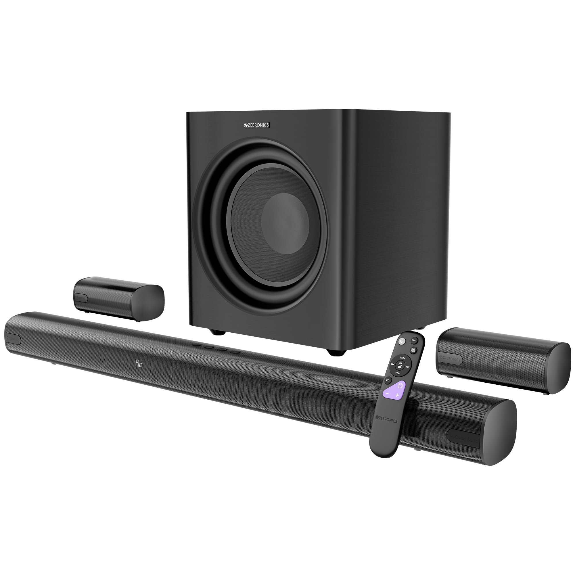Zebronics 950W Soundbar, 5.1 CH Surround Sound, Dolby Audio, 30.48cm Wireless Subwoofer, Dual Wireless Rear Satellites, BTv5.3, HDMI ARC, USB, LED Display, Wall Mountable (Juke Bar 9560)-picture-23