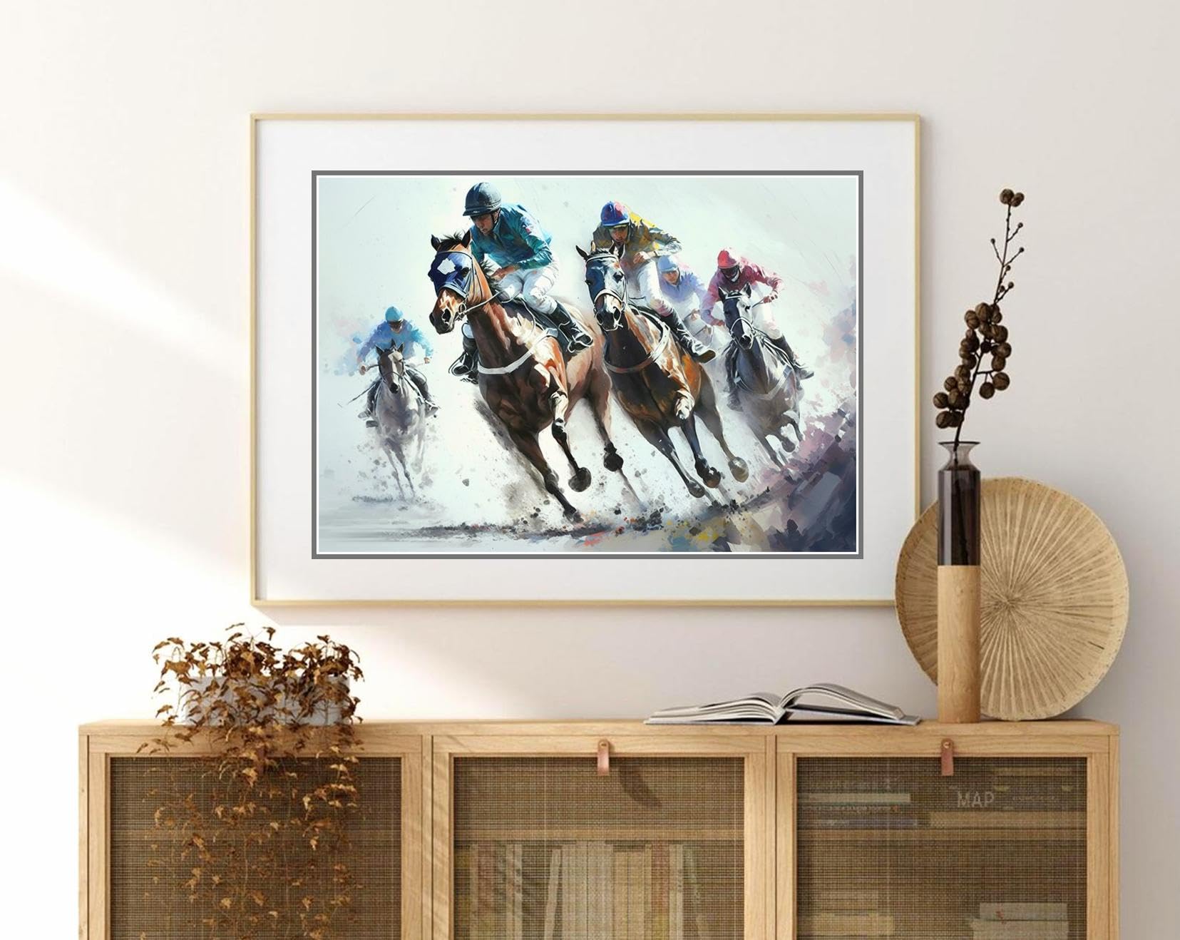 Beauitiful vivid fine art print of a Horse Racing painting (picture 2) (A4 PRINT ONLY) (29.7 X 21CM)
