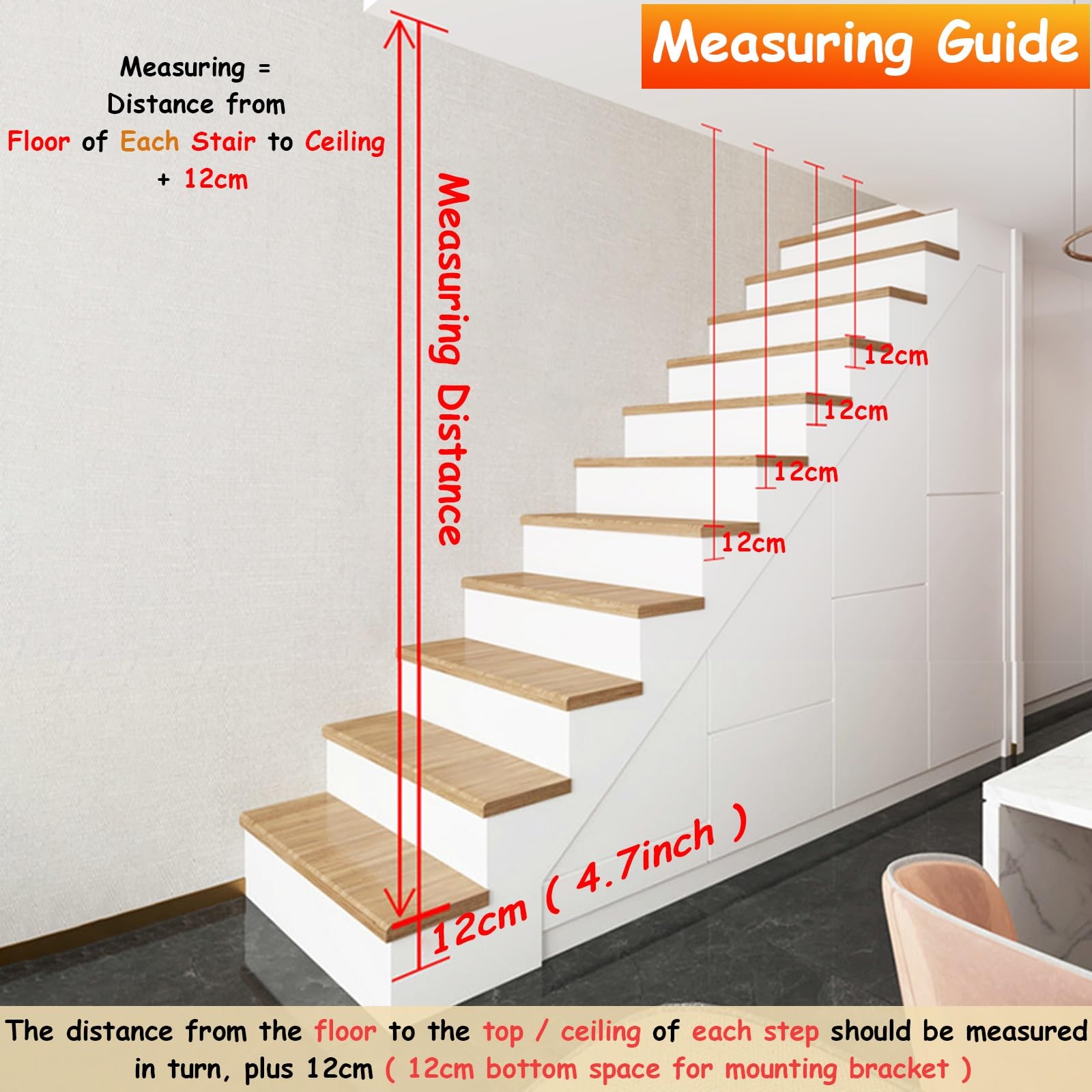 słupki balustrad schodowych, Słupki i pręty balustrad, poręcze kwadratowe do korytarzy(Gold(1 Pack),H 2.2m/7.2ft)