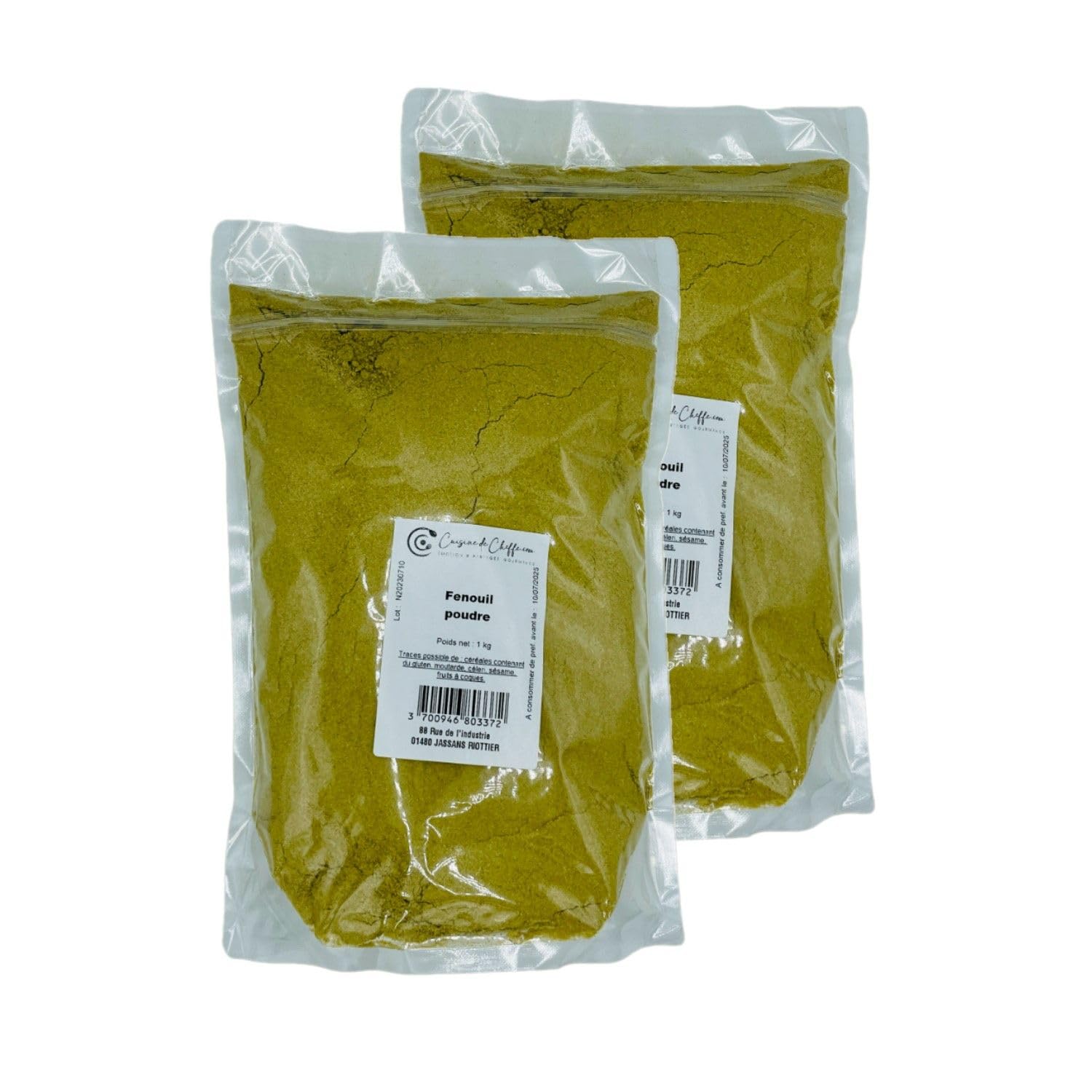 Cheffe.com – Lote de 2 hinojo en polvo – Bolsita de 1 kg