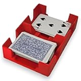 Deluxe Playing Card Tray, Non-Swivel, for card games using 1-2 Decks of Cards like American canasta, rummy, UNO and more - Made in USA (Red)