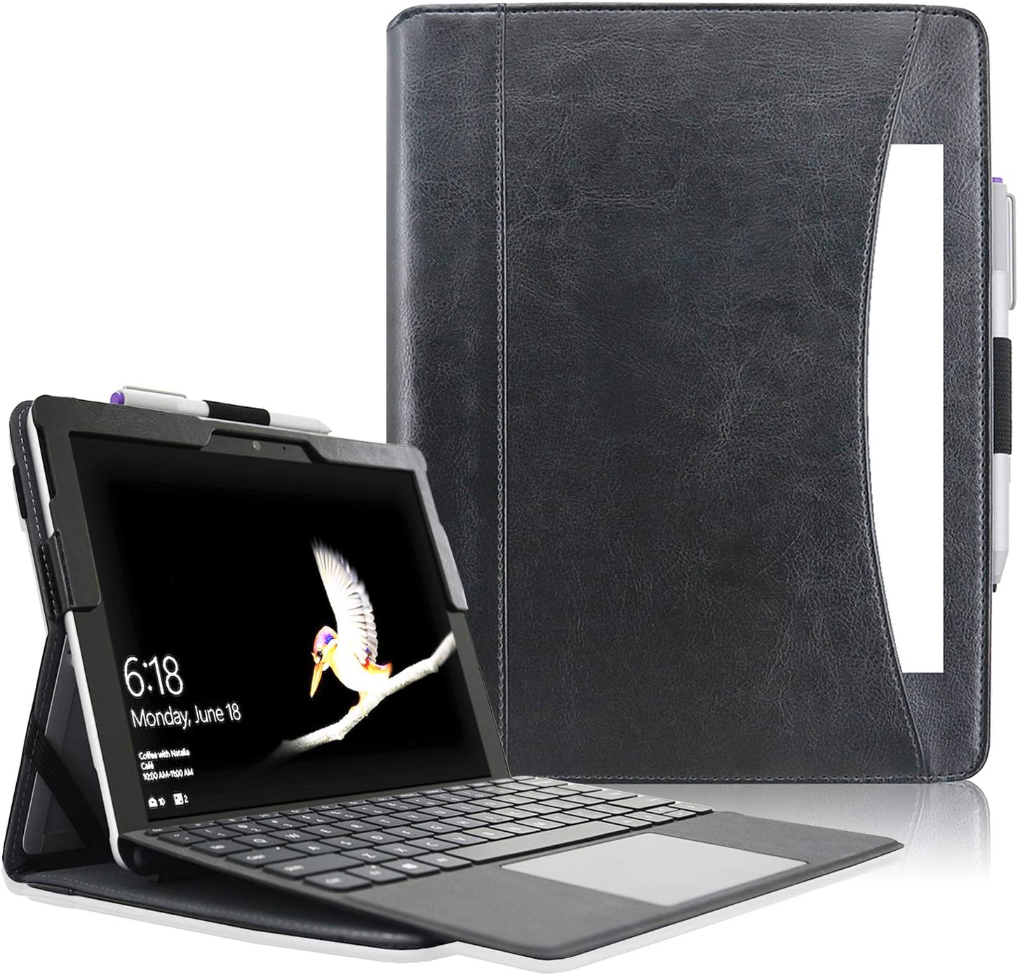 ACdream Case for Surface Go 2 2020 Release, Multiple Angle Viewing with Pocket Business Cover Case(Fit Type Cover Keyboard/Kickstand), Black