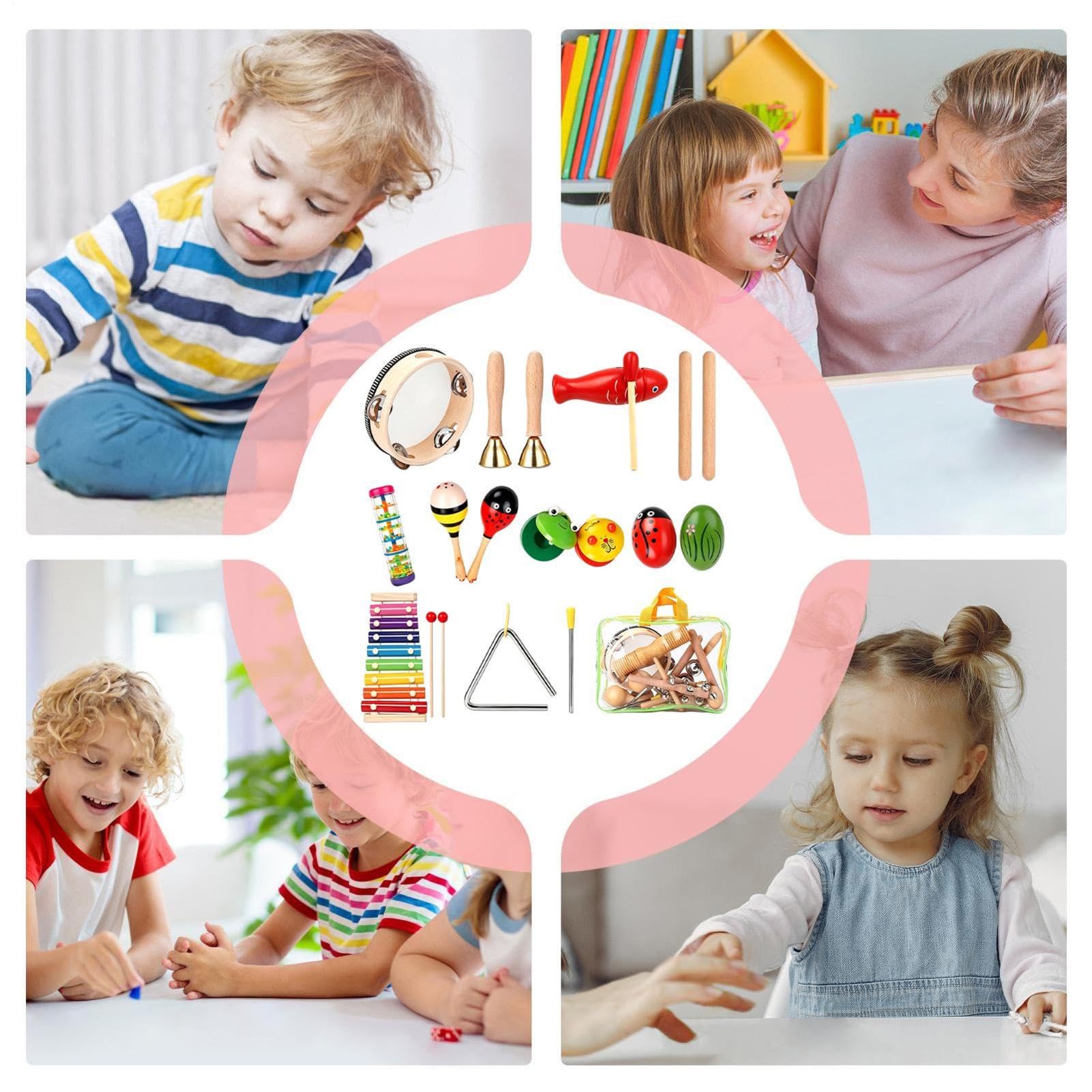 Musikinstrumente für Kinder Holz-Tamburin, Xylophon-Lernspielzeug