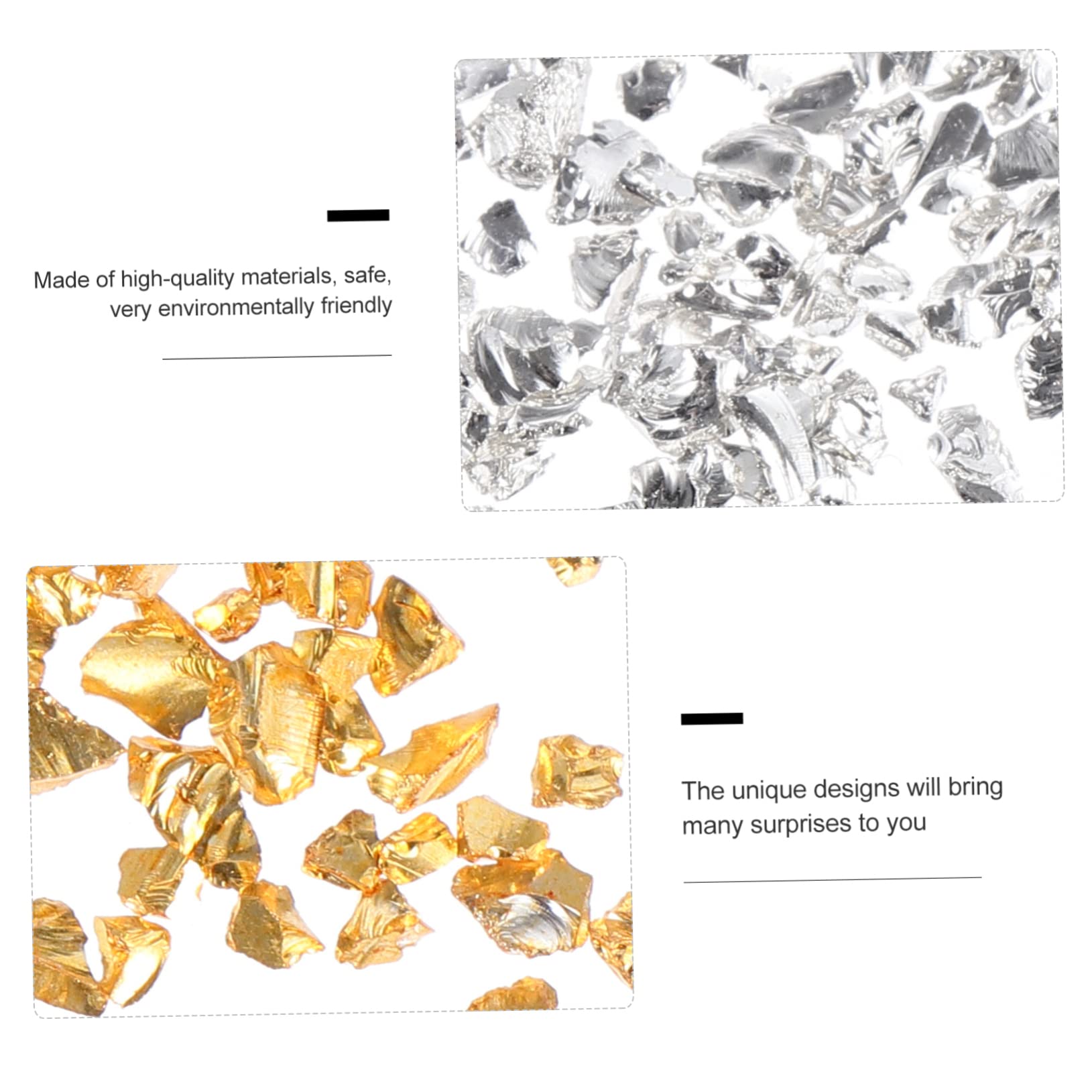 3 set di vetro for unghie Ghiaia Prodotti decorativi in ​​vetro frantumato Decorazioni for nail art Paillettes for il viso Occhi Grosso vetro glitterato Schegge irregolari Flash Accessori in vetro fra